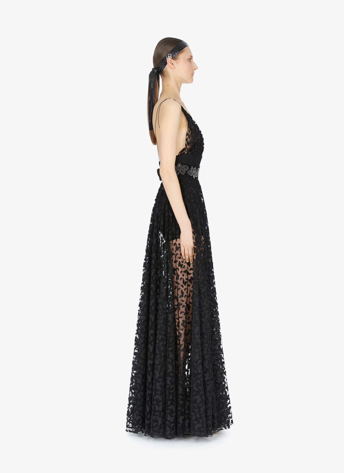 Embroidered Tulle Butterfly Dress ALAÏA BLACK/BLACK EMBROIDERED TULLE BUTTERFLY DRESS